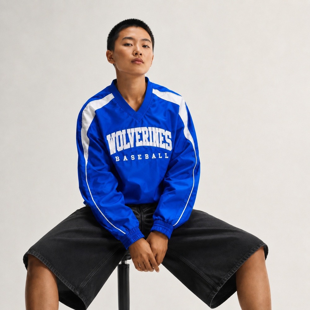 Holloway Wolverines Baseball‎ Windshirt Royal Blue V-Neck Pullover XL WPL